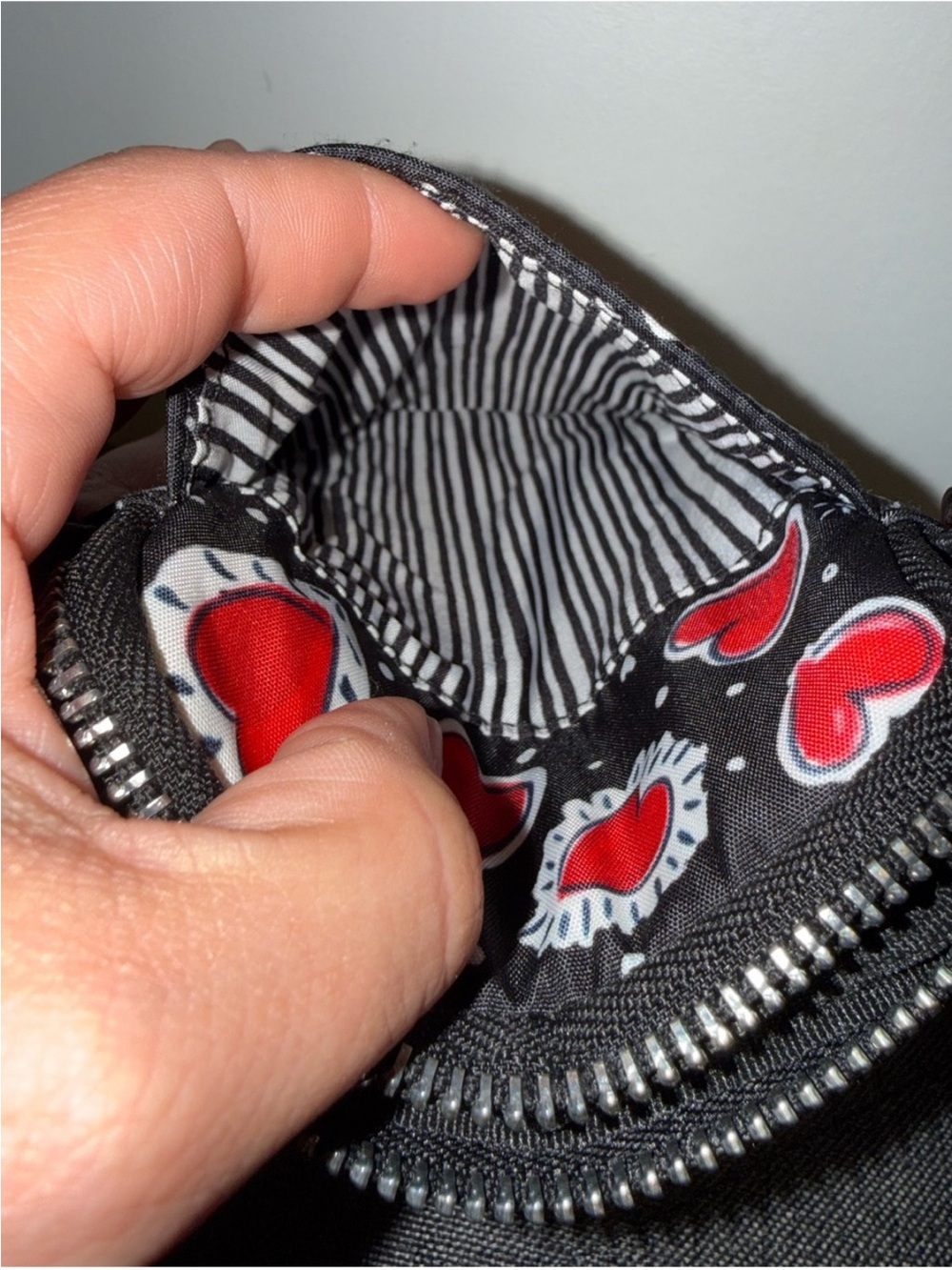 Brighton Black Crossbody Bag with Red and White Hearts - Picture 6 of 7